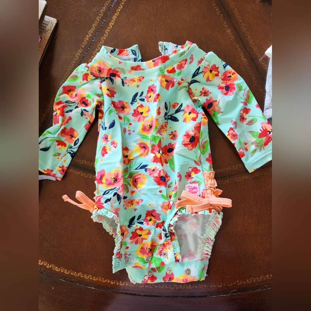 Rufflebutt floral bathing suit size 3 to 6 mo